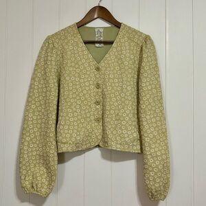 Sadie & Sage Embroidered Daisy Cropped Ponte Blazer size S